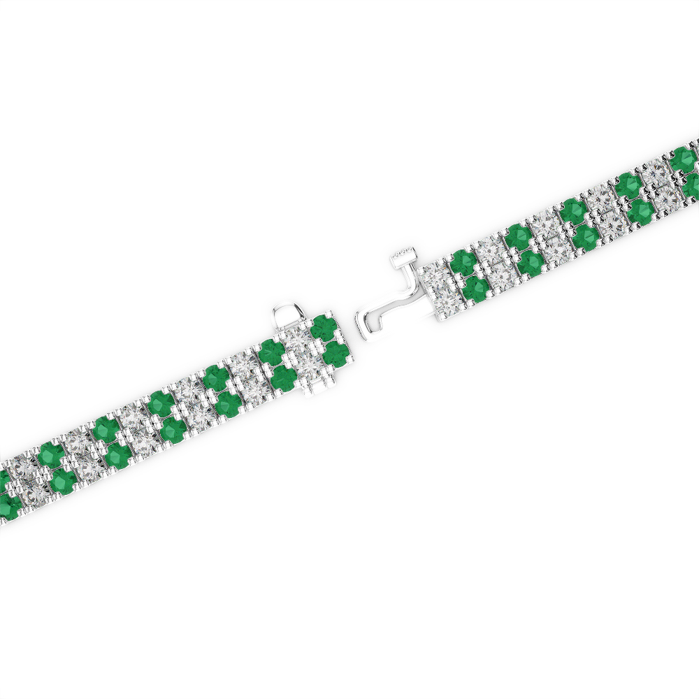 Gold / Platinum Round Cut Emerald and Diamond Bracelet AGBRL-1042