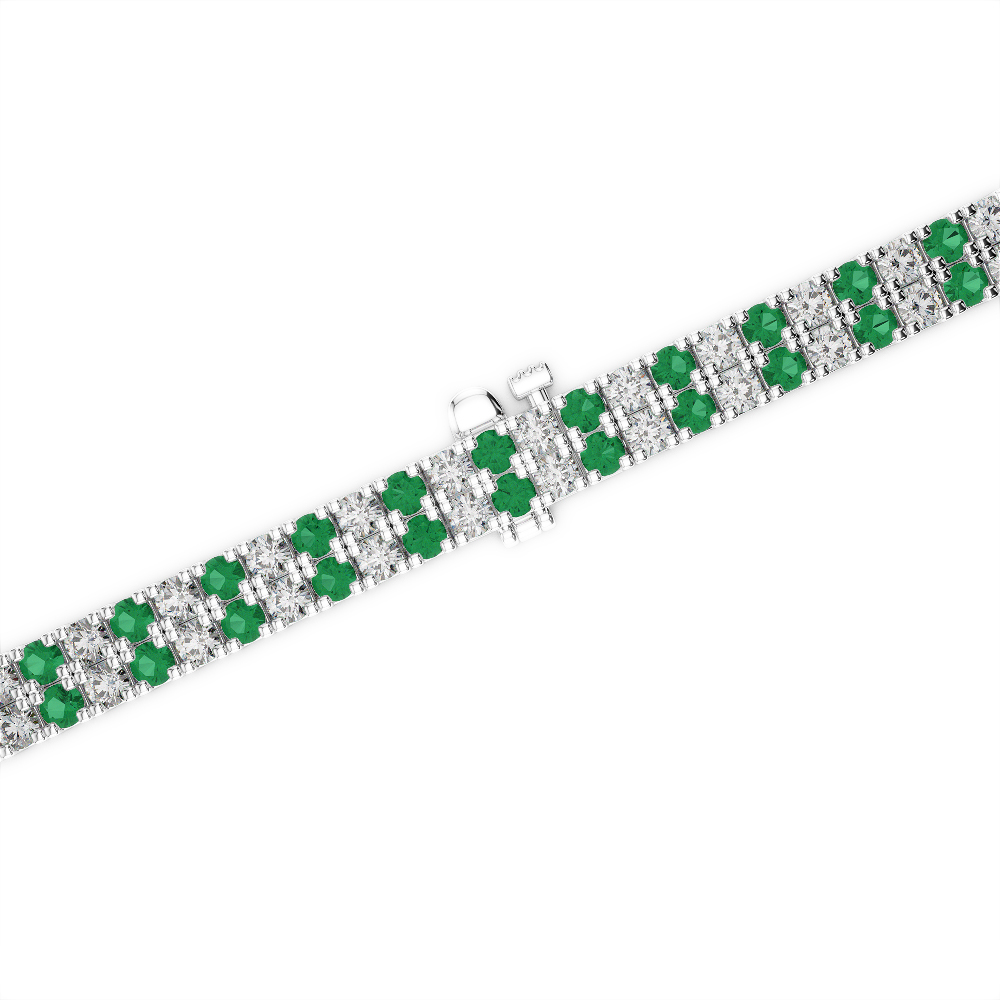 Gold / Platinum Round Cut Emerald and Diamond Bracelet AGBRL-1043