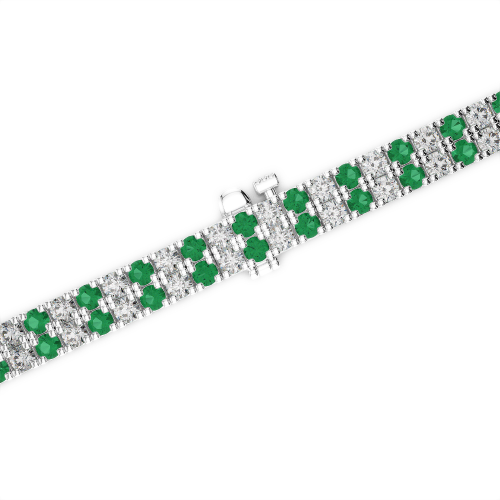 Gold / Platinum Round Cut Emerald and Diamond Bracelet AGBRL-1044
