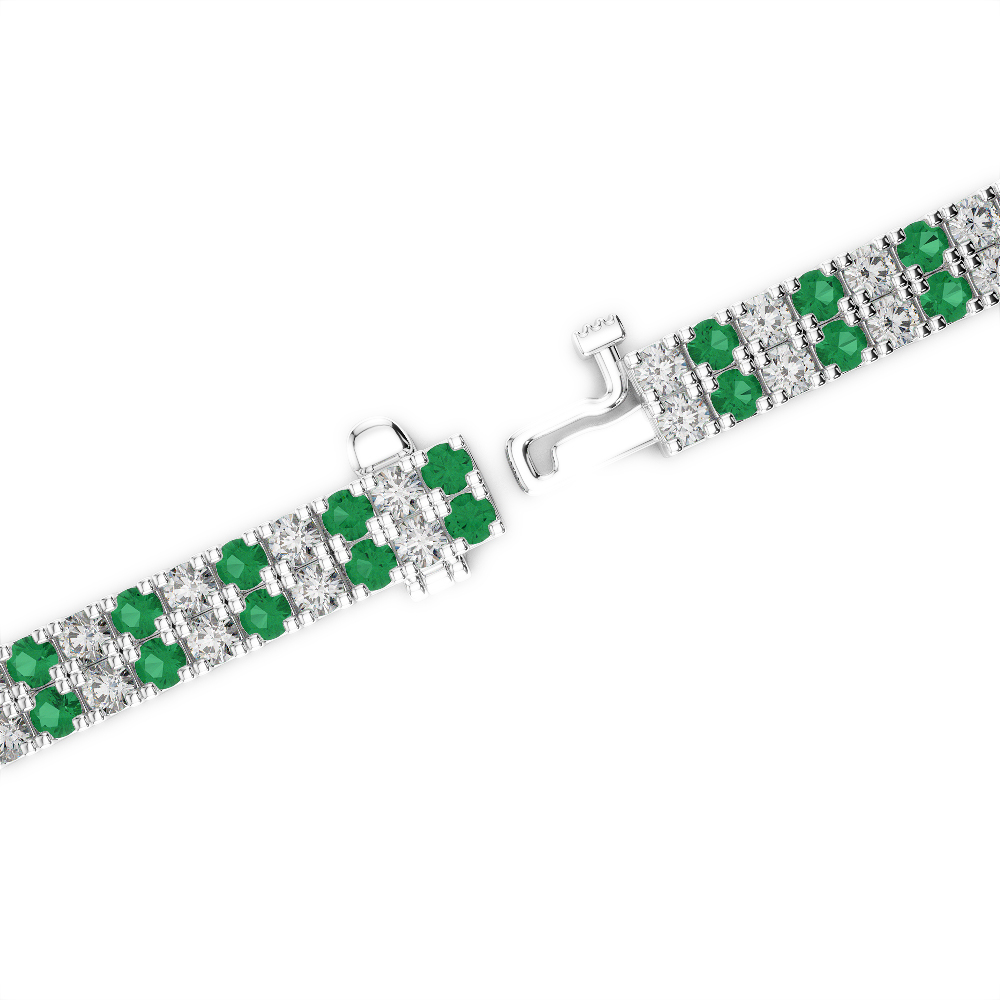 Gold / Platinum Round Cut Emerald and Diamond Bracelet AGBRL-1044