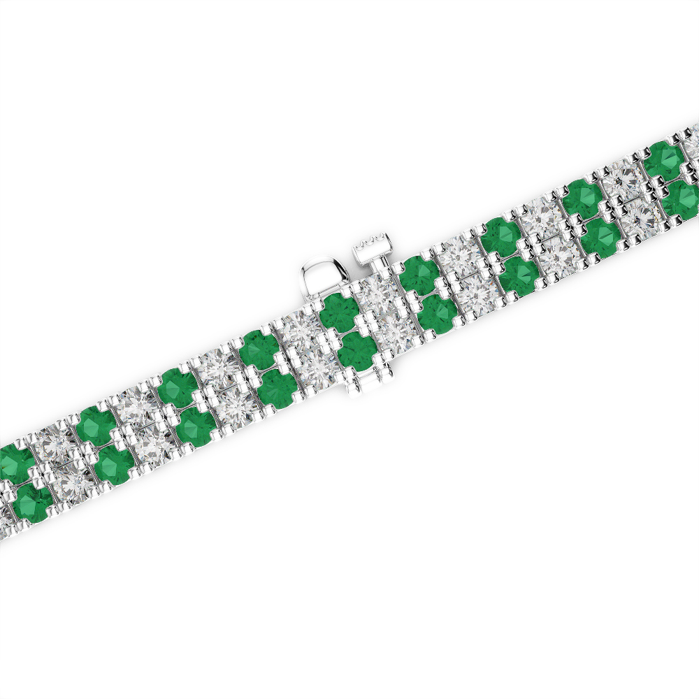 Gold / Platinum Round Cut Emerald and Diamond Bracelet AGBRL-1046