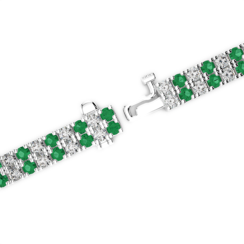 Gold / Platinum Round Cut Emerald and Diamond Bracelet AGBRL-1046