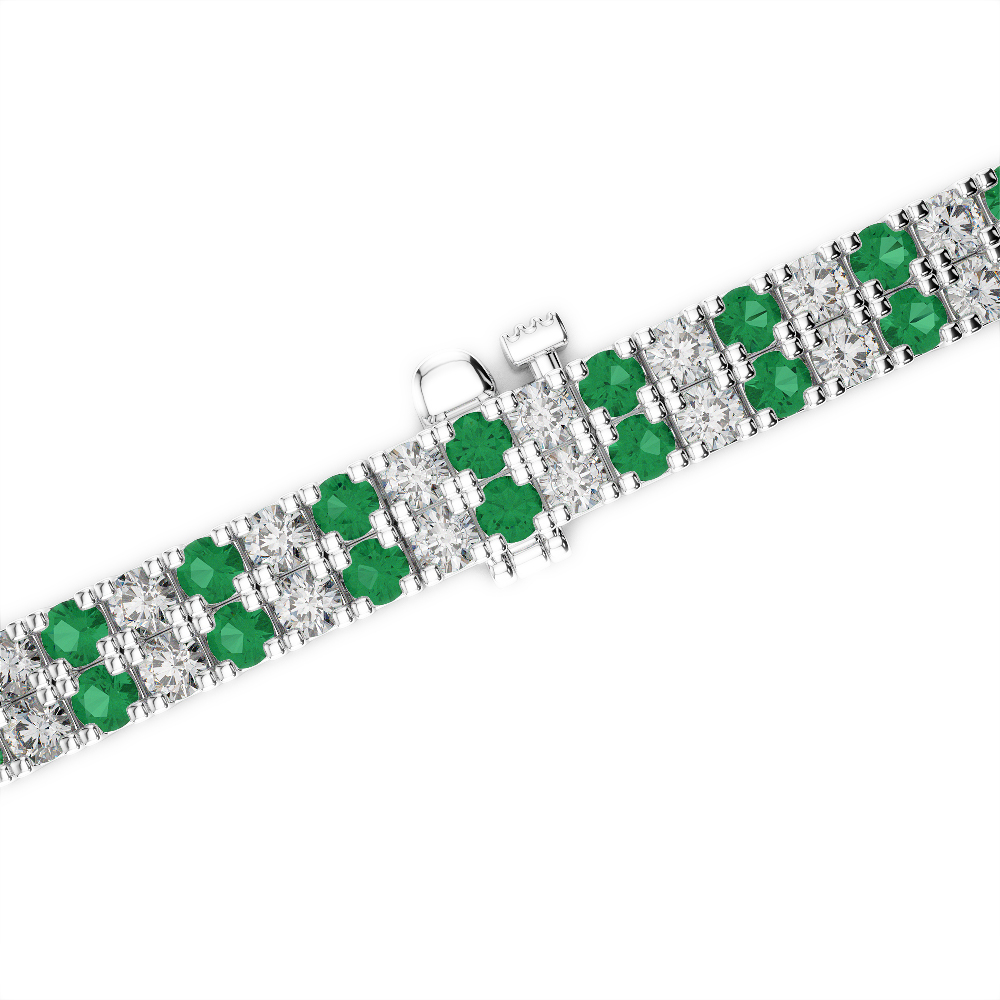Gold / Platinum Round Cut Emerald and Diamond Bracelet AGBRL-1048