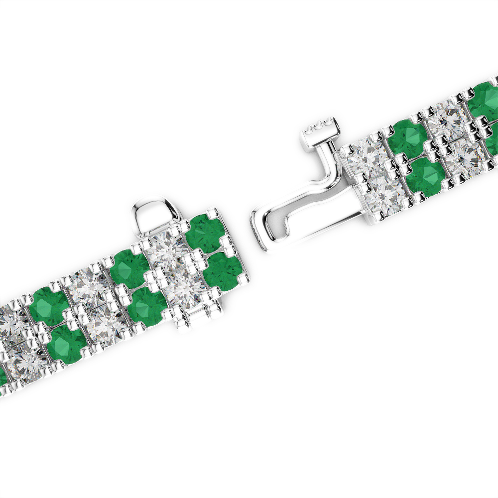 Gold / Platinum Round Cut Emerald and Diamond Bracelet AGBRL-1049