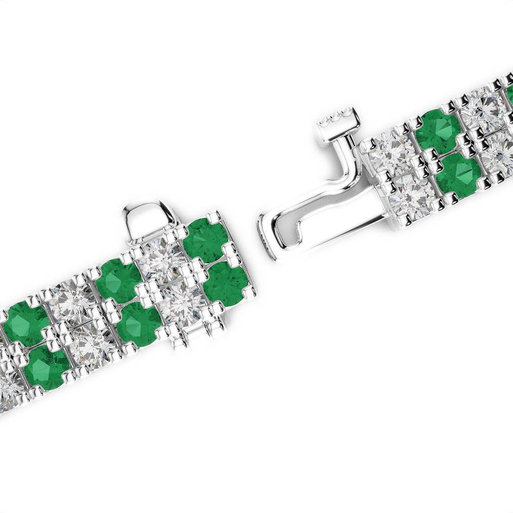 Gold / Platinum Round Cut Emerald and Diamond Bracelet AGBRL-1050