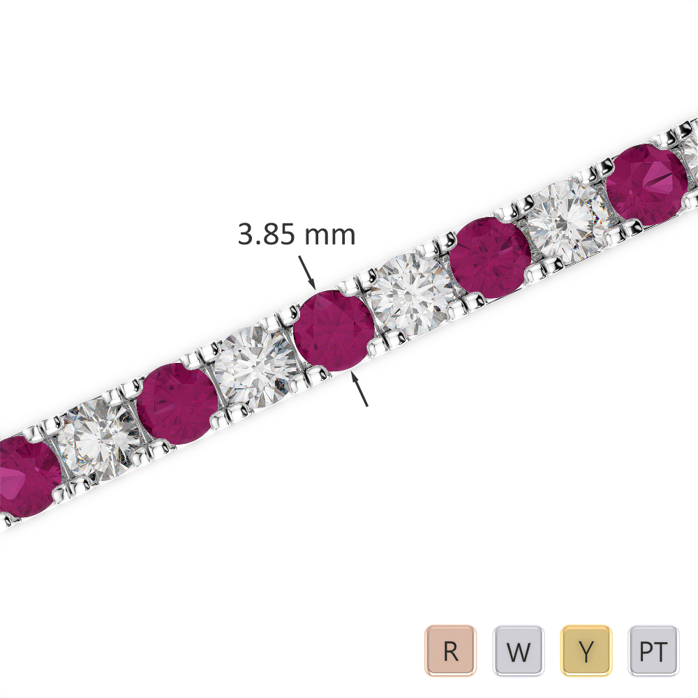 Gold / Platinum Round Cut Ruby and Diamond Bracelet AGBRL-1021