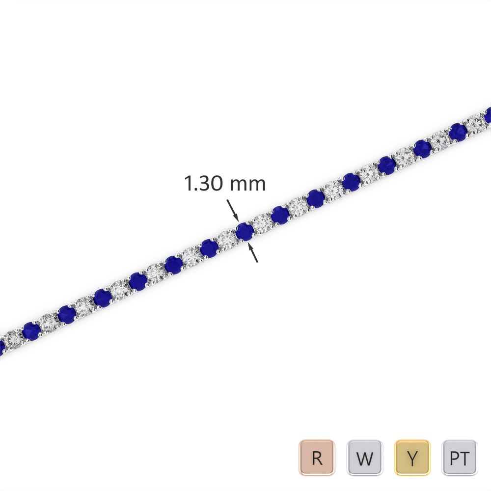 Christmas Gift Anniversary Gift Gift for her 18k White Gold Plated Blue Sapphire with created diamonds Blossom Tennis Bracelet Jewellery Bracelets Chain & Link Bracelets 