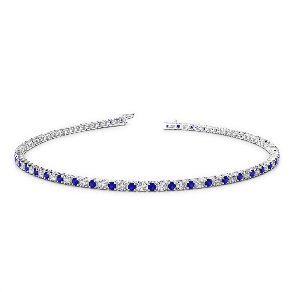 Gold / Platinum Round Cut Sapphire and Diamond Bracelet AGBRL-1002