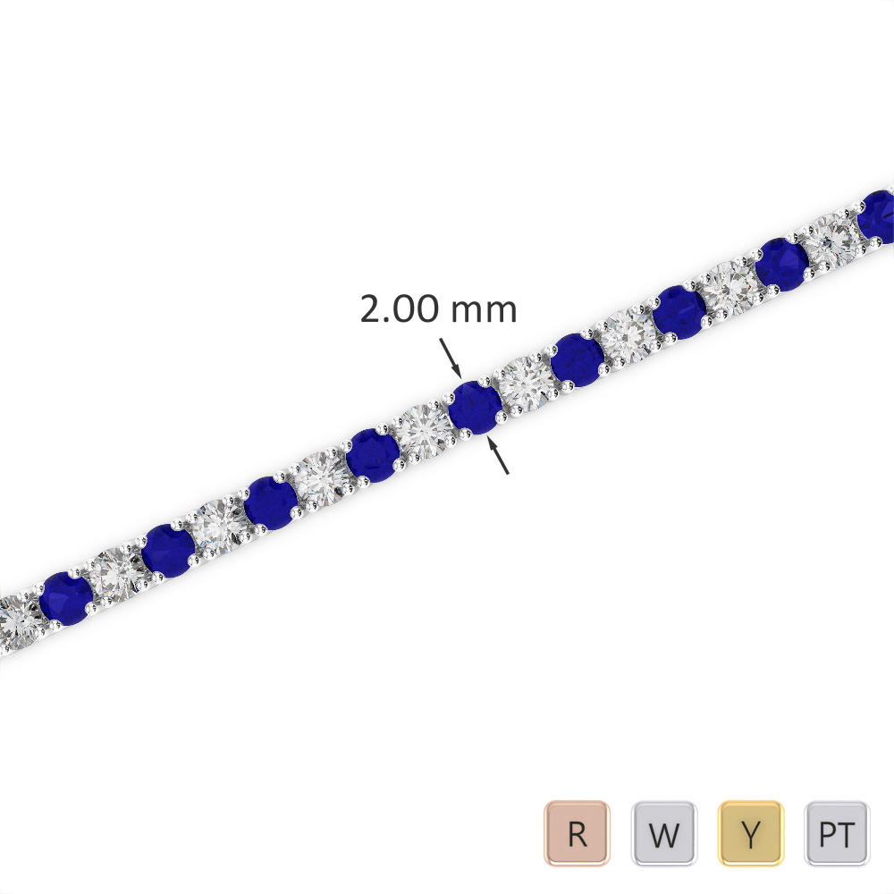 Gold / Platinum Round Cut Sapphire and Diamond Bracelet AGBRL-1003