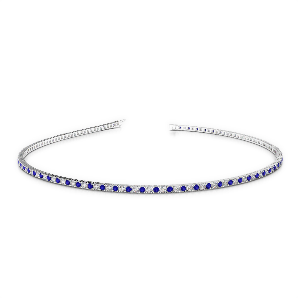 Gold / Platinum Round Cut Sapphire and Diamond Bracelet AGBRL-1012