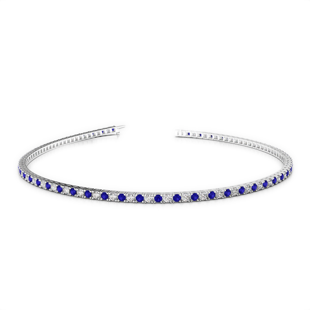 Gold / Platinum Round Cut Sapphire and Diamond Bracelet AGBRL-1013
