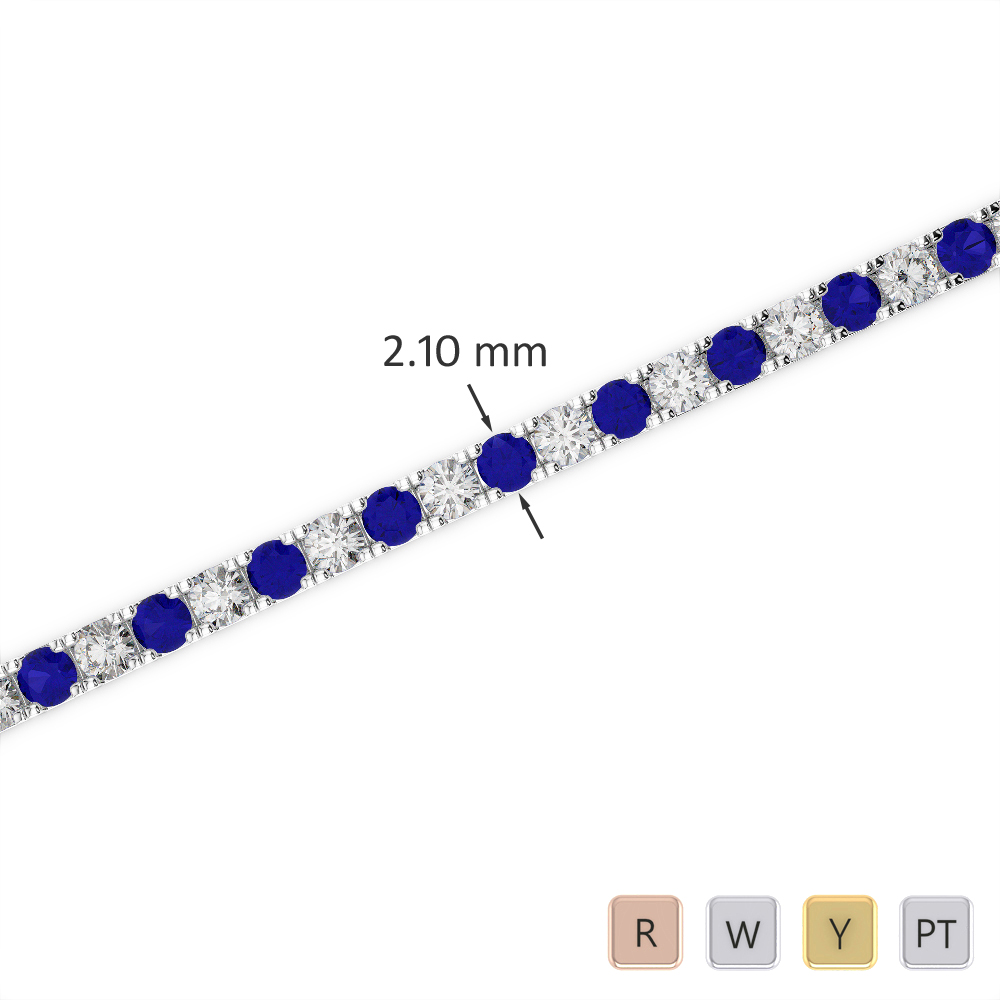 Gold / Platinum Round Cut Sapphire and Diamond Bracelet AGBRL-1014