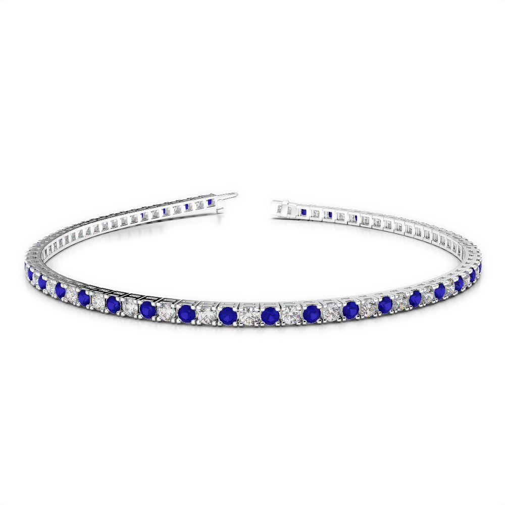 Gold / Platinum Round Cut Sapphire and Diamond Bracelet AGBRL-1016