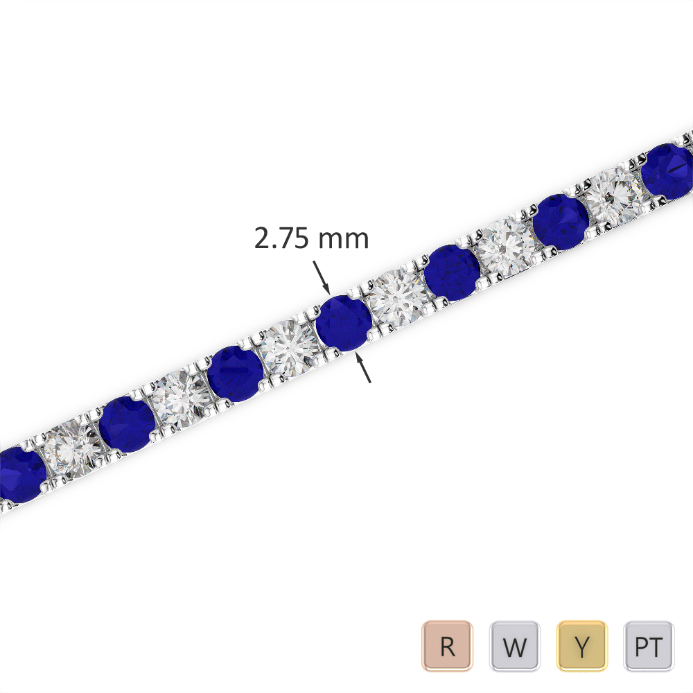 Gold / Platinum Round Cut Sapphire and Diamond Bracelet AGBRL-1018