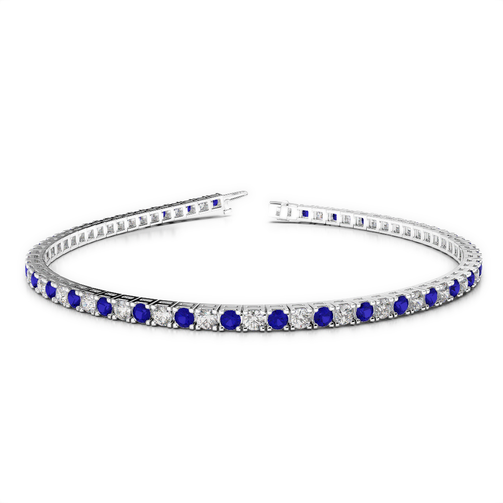 Gold / Platinum Round Cut Sapphire and Diamond Bracelet AGBRL-1018
