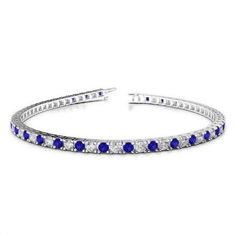 Gold / Platinum Round Cut Sapphire and Diamond Bracelet AGBRL-1019