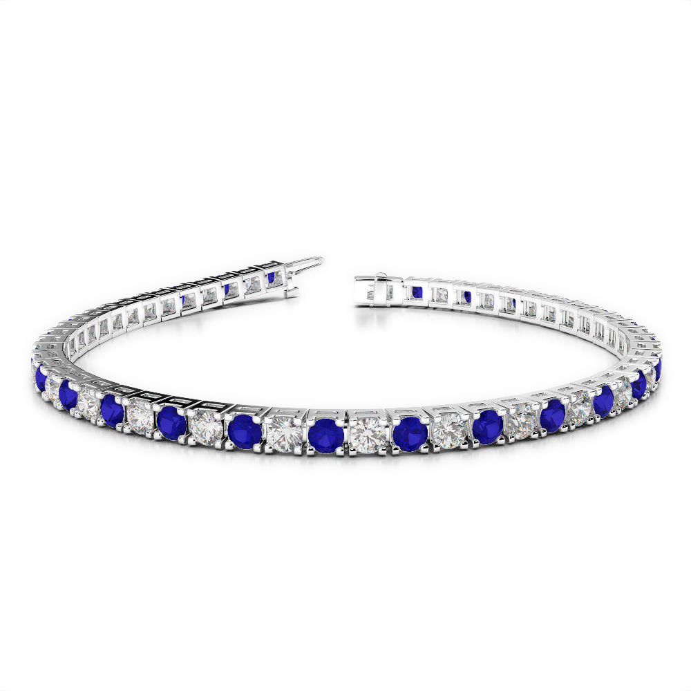 Gold / Platinum Round Cut Sapphire and Diamond Bracelet AGBRL-1020