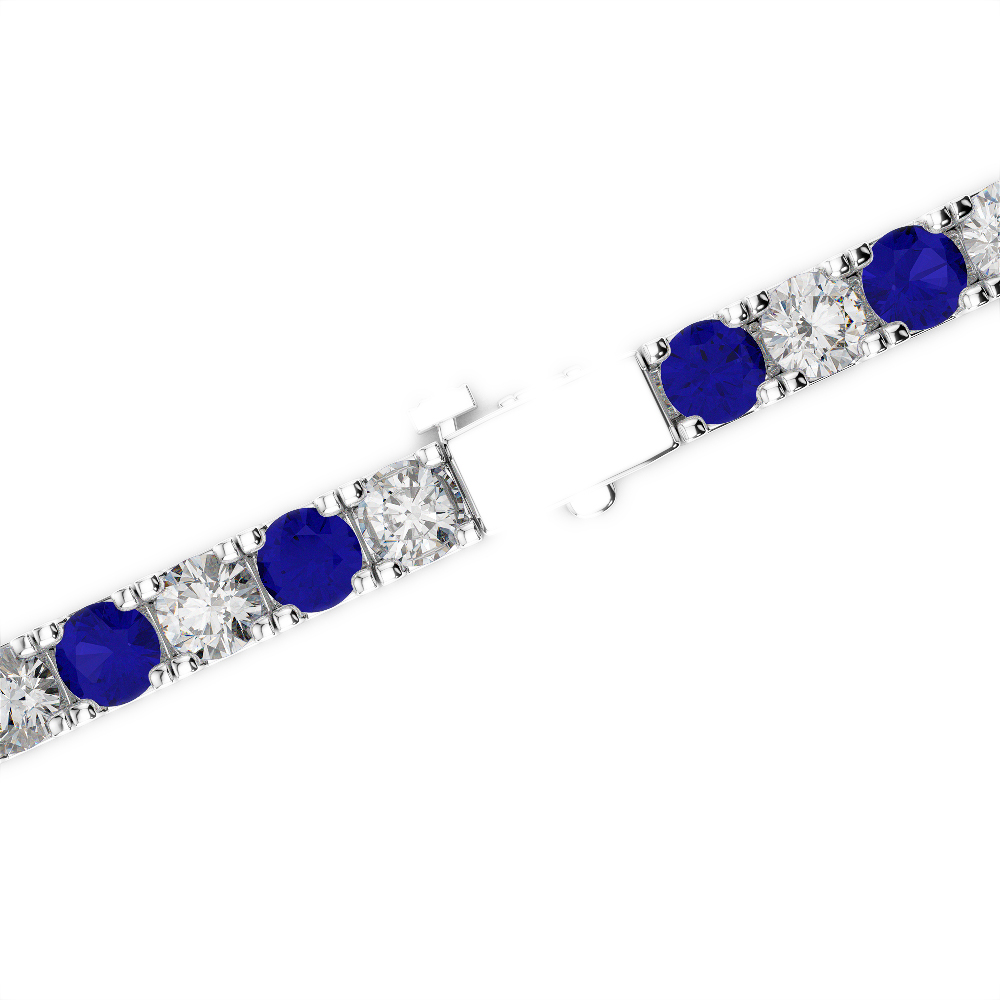 Gold / Platinum Round Cut Sapphire and Diamond Bracelet AGBRL-1020