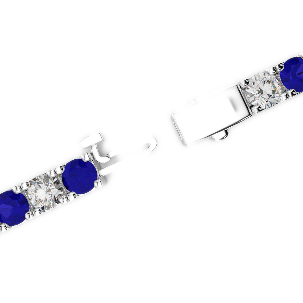 Gold / Platinum Round Cut Sapphire and Diamond Bracelet AGBRL-1021