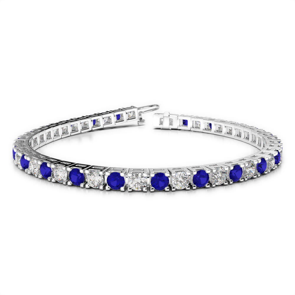 Gold / Platinum Round Cut Sapphire and Diamond Bracelet AGBRL-1022