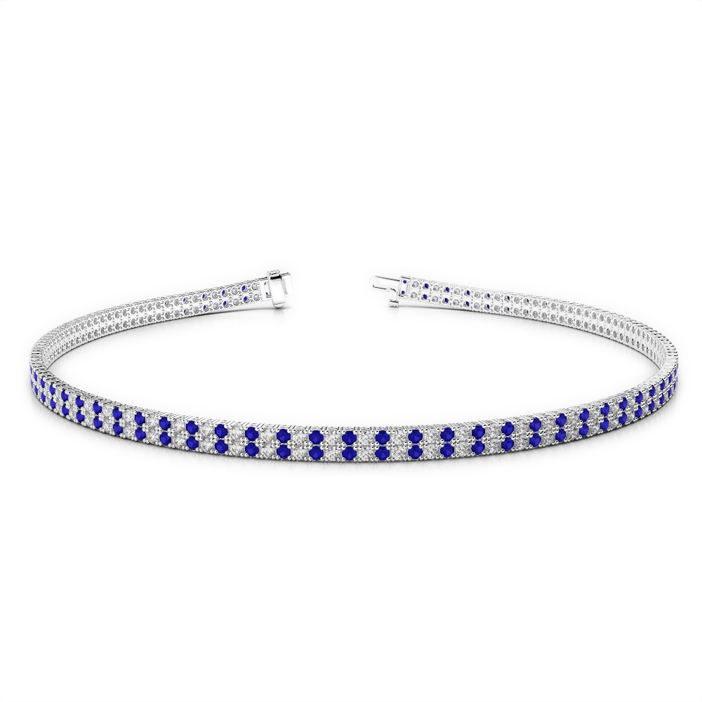 Gold / Platinum Round Cut Sapphire and Diamond Bracelet AGBRL-1030