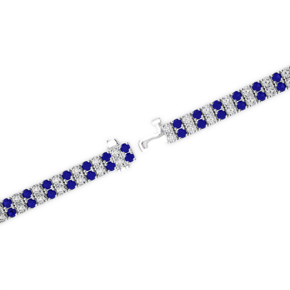 Gold / Platinum Round Cut Sapphire and Diamond Bracelet AGBRL-1030