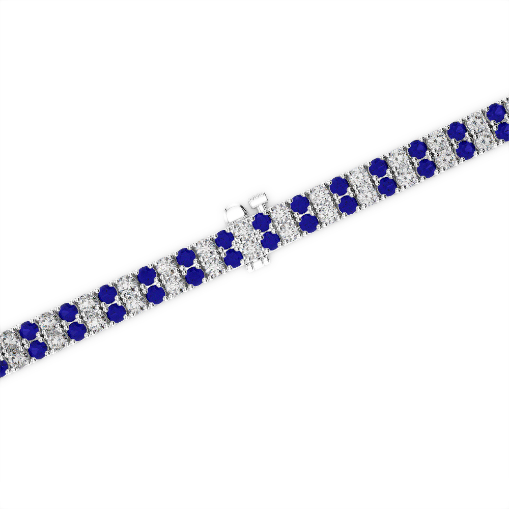 Gold / Platinum Round Cut Sapphire and Diamond Bracelet AGBRL-1031