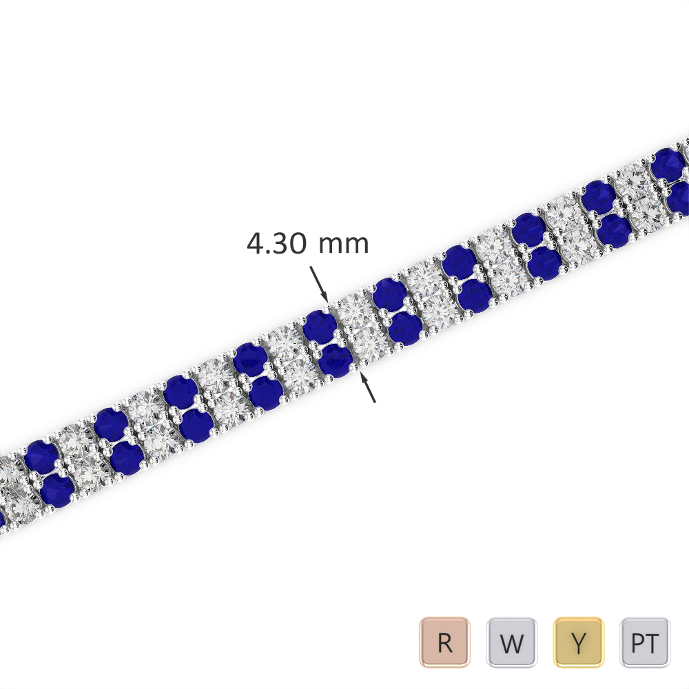 Gold / Platinum Round Cut Sapphire and Diamond Bracelet AGBRL-1032