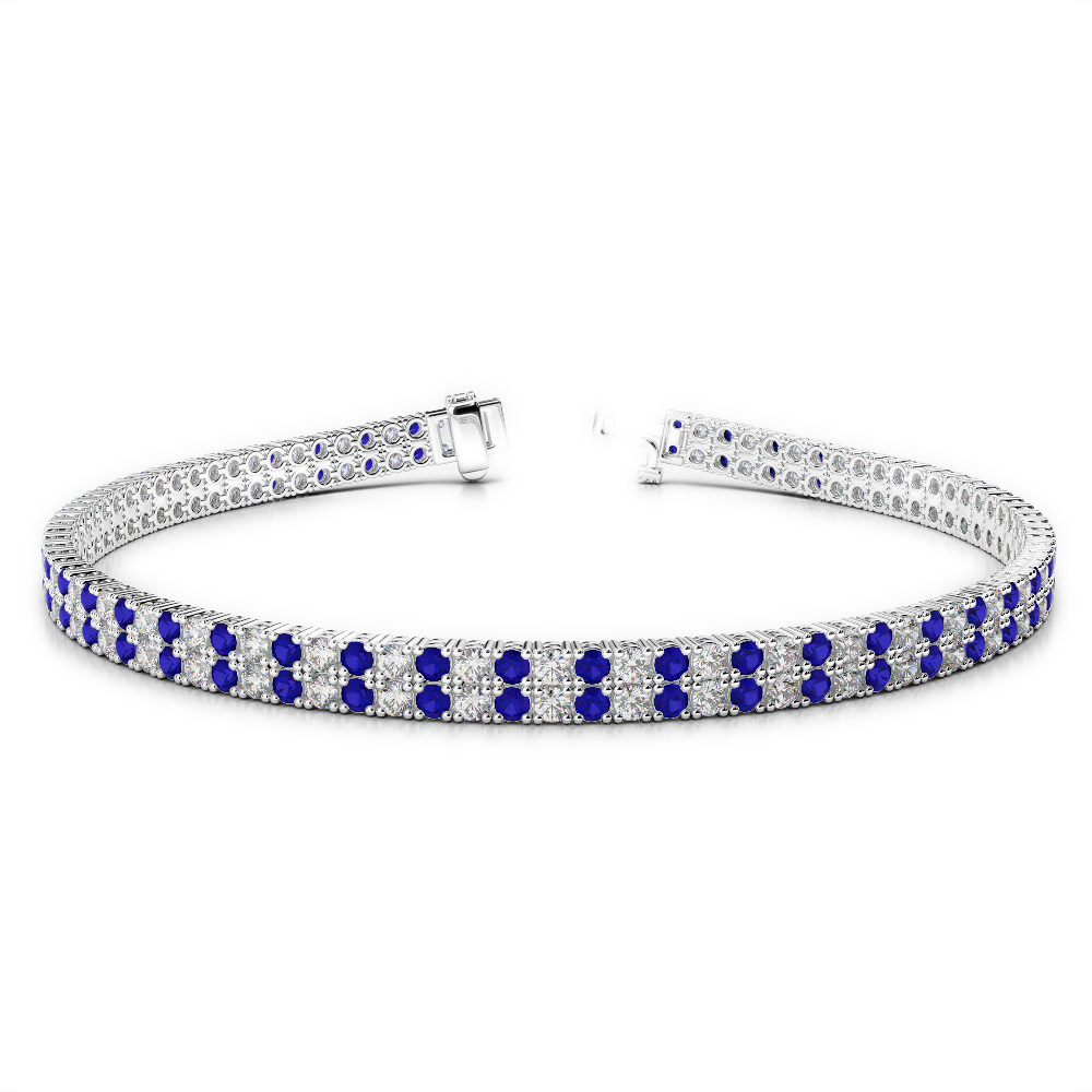 Gold / Platinum Round Cut Sapphire and Diamond Bracelet AGBRL-1032
