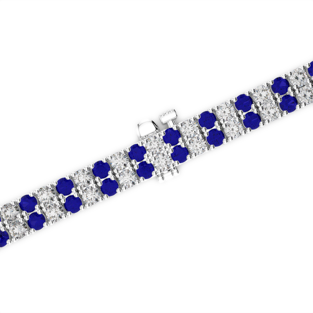 Gold / Platinum Round Cut Sapphire and Diamond Bracelet AGBRL-1033