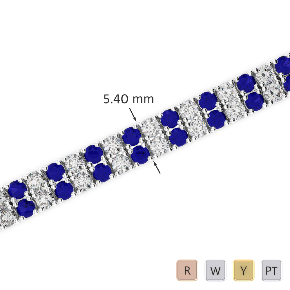 Gold / Platinum Round Cut Sapphire and Diamond Bracelet AGBRL-1035