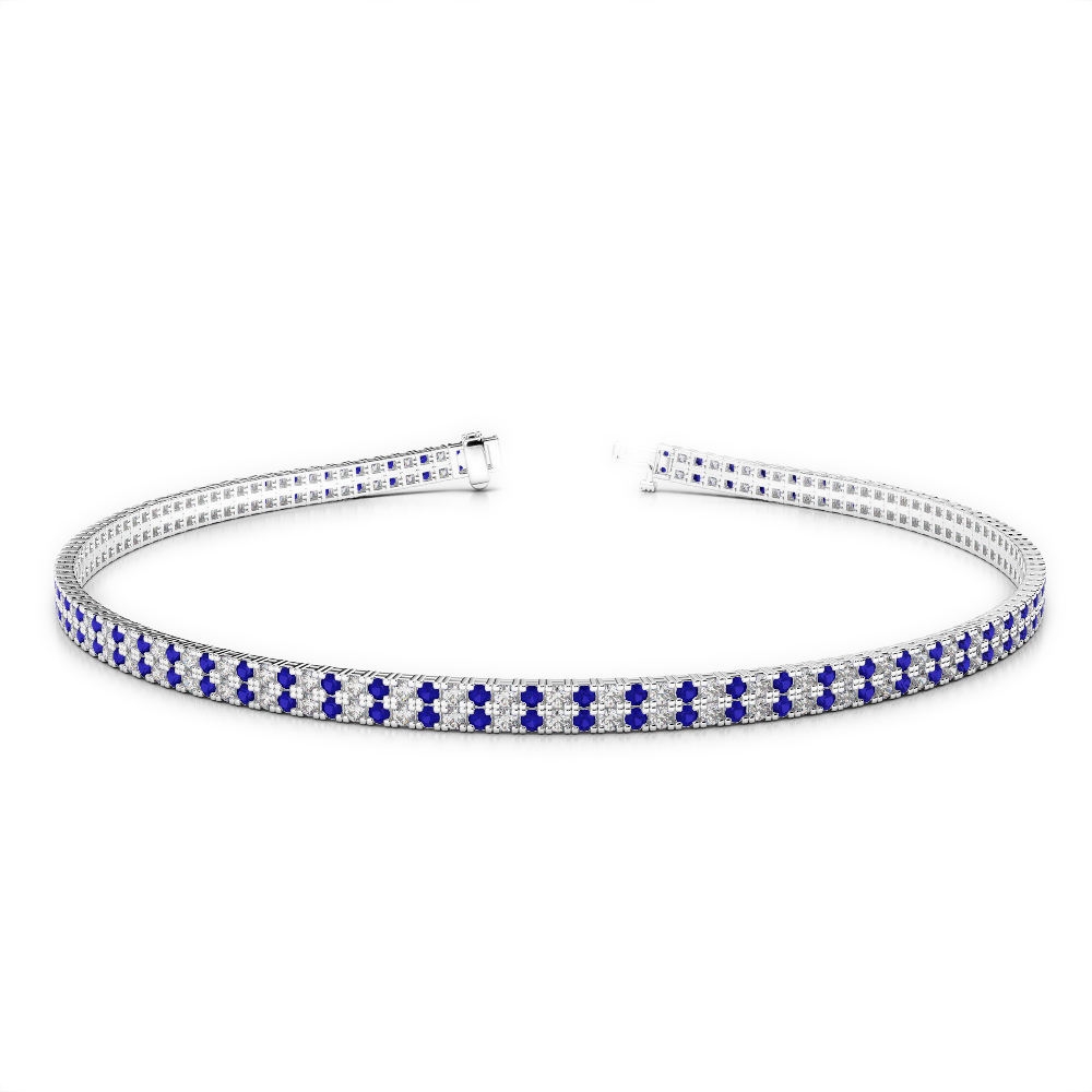 Gold / Platinum Round Cut Sapphire and Diamond Bracelet AGBRL-1041