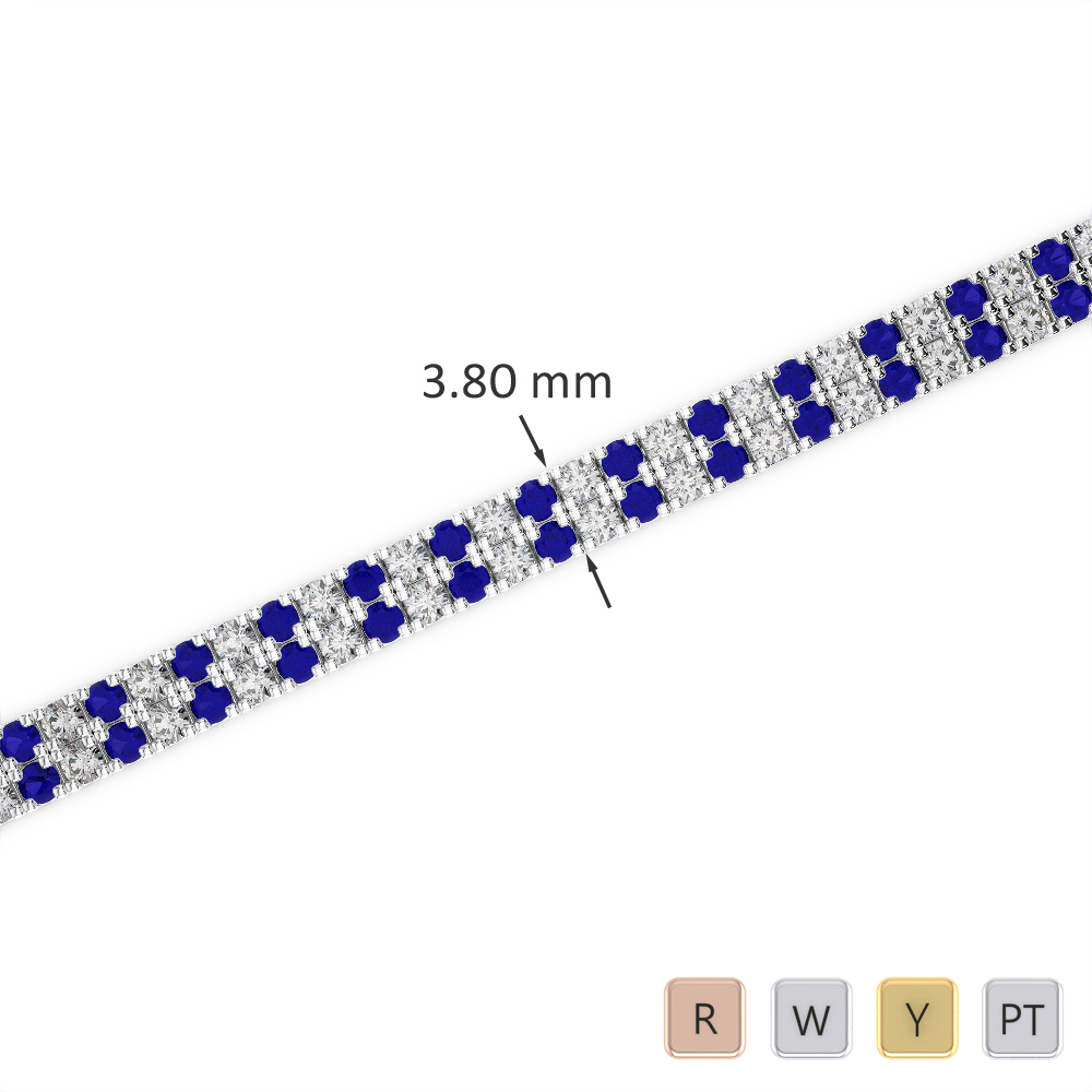 Gold / Platinum Round Cut Sapphire and Diamond Bracelet AGBRL-1042