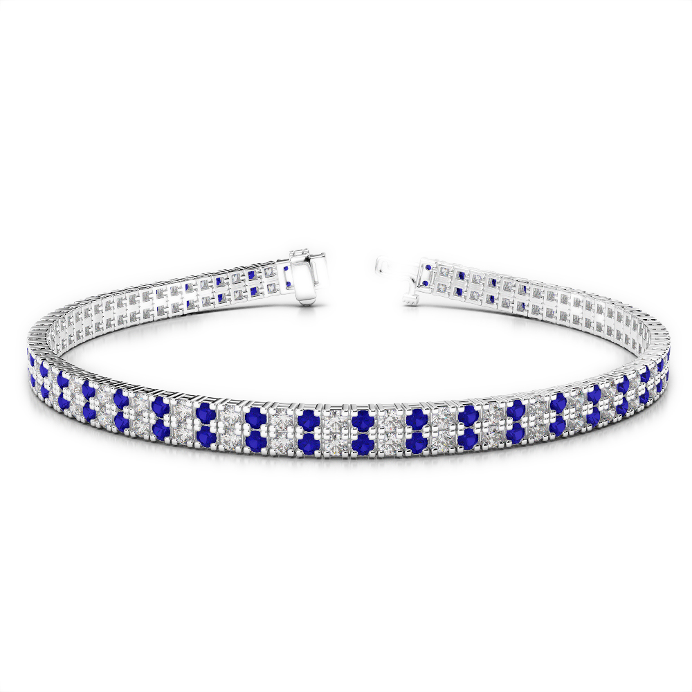 Gold / Platinum Round Cut Sapphire and Diamond Bracelet AGBRL-1043