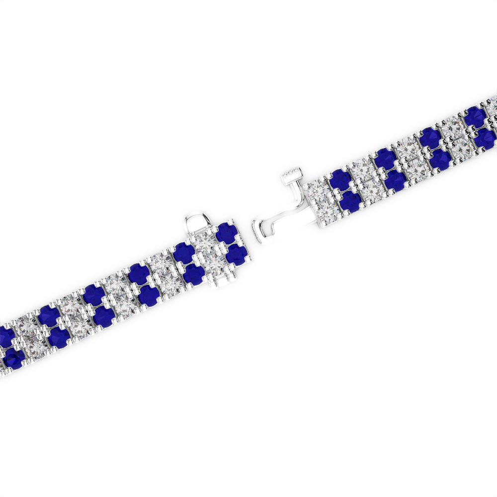 Gold / Platinum Round Cut Sapphire and Diamond Bracelet AGBRL-1043