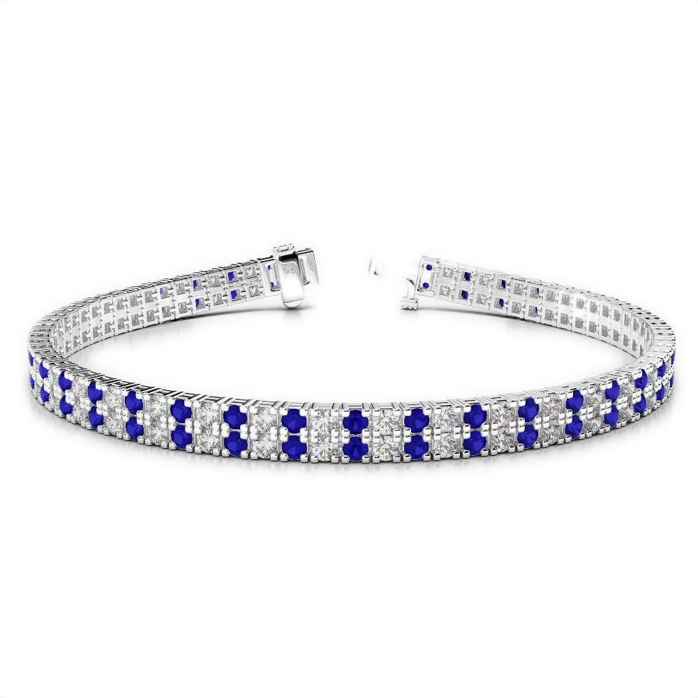 Gold / Platinum Round Cut Sapphire and Diamond Bracelet AGBRL-1044