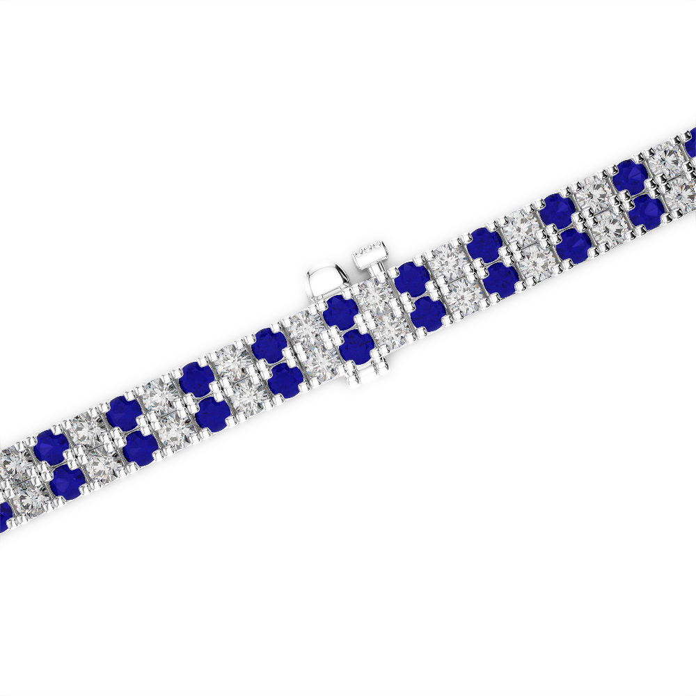 Gold / Platinum Round Cut Sapphire and Diamond Bracelet AGBRL-1044