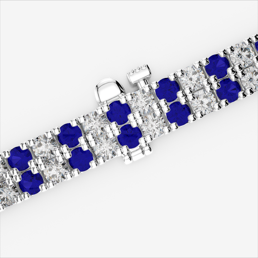 Gold / Platinum Round Cut Sapphire and Diamond Bracelet AGBRL-1051