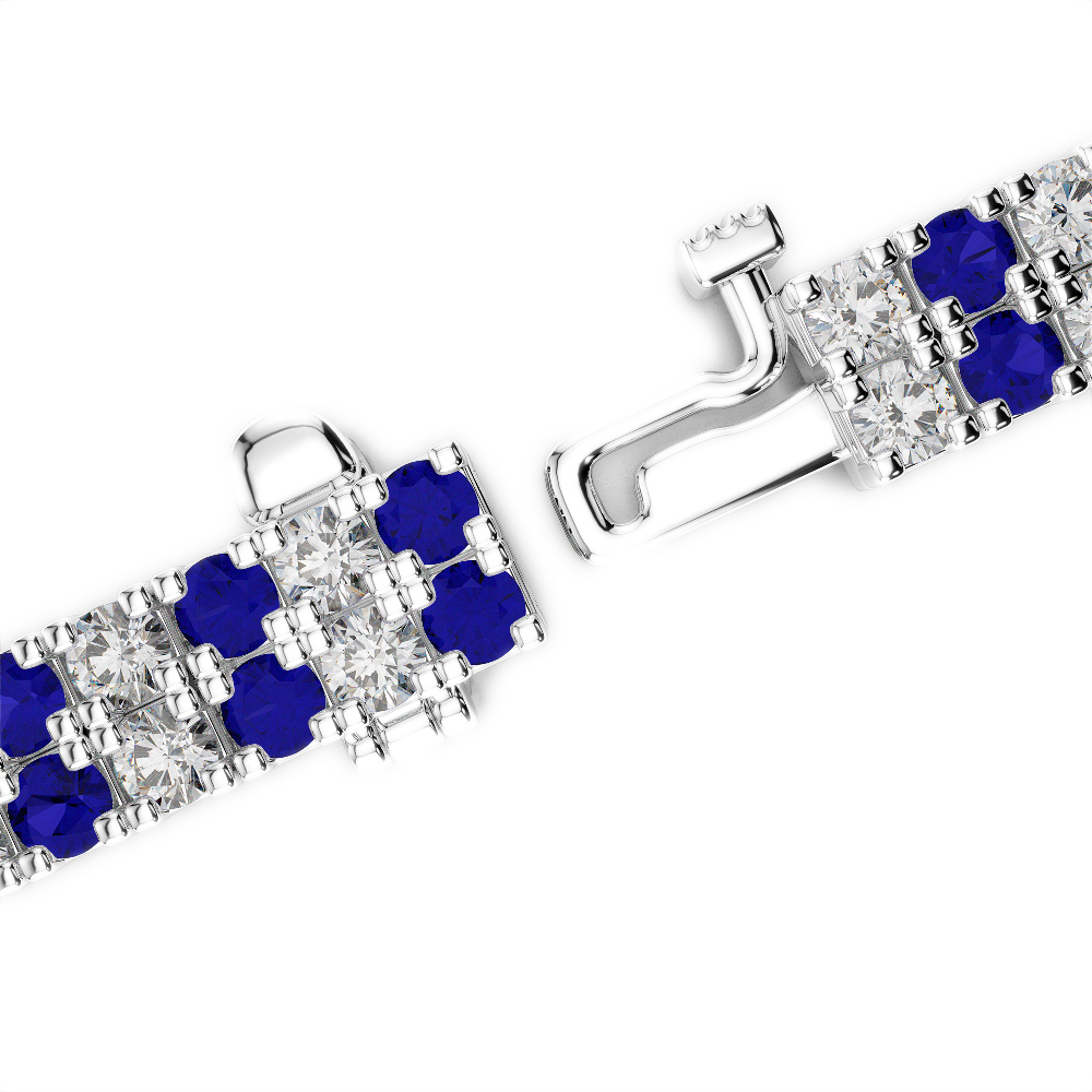 Gold / Platinum Round Cut Sapphire and Diamond Bracelet AGBRL-1051
