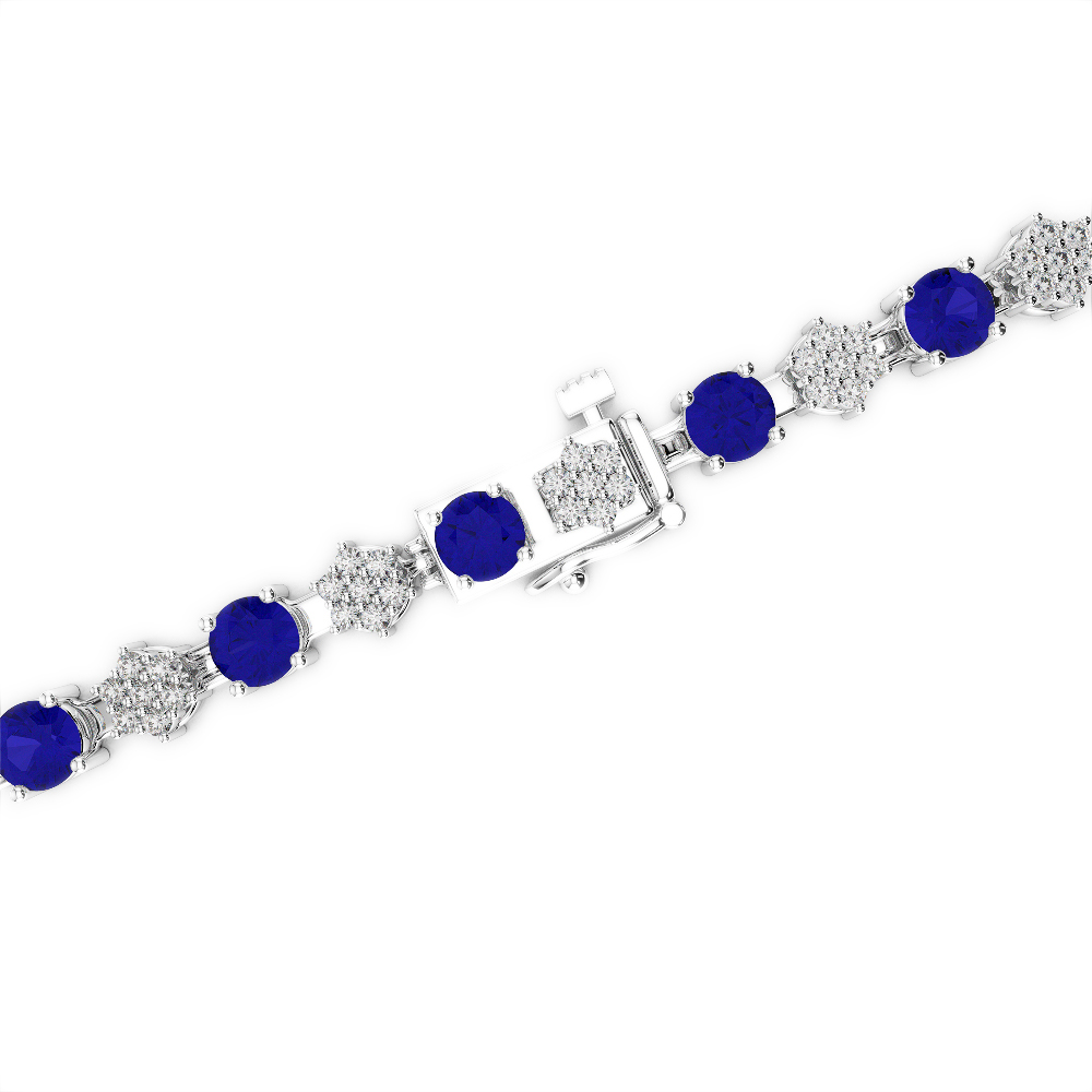 Gold / Platinum Round Cut Sapphire and Diamond Bracelet AGBRL-1052