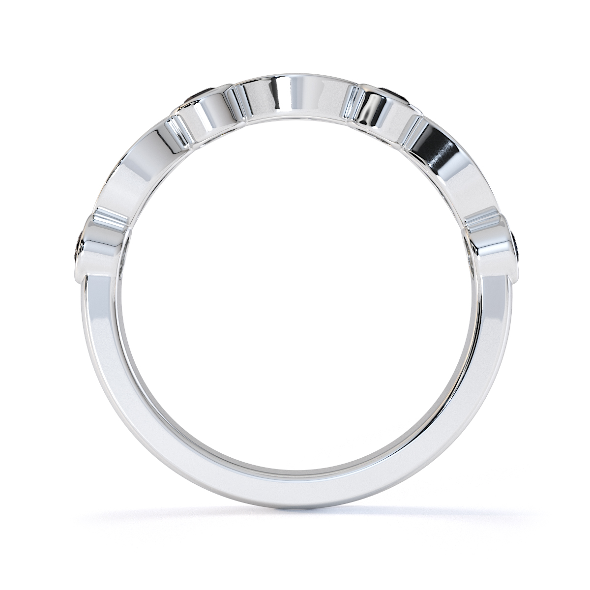 Gold / Platinum Black Diamond with Diamond Half Eternity Ring RZ1511