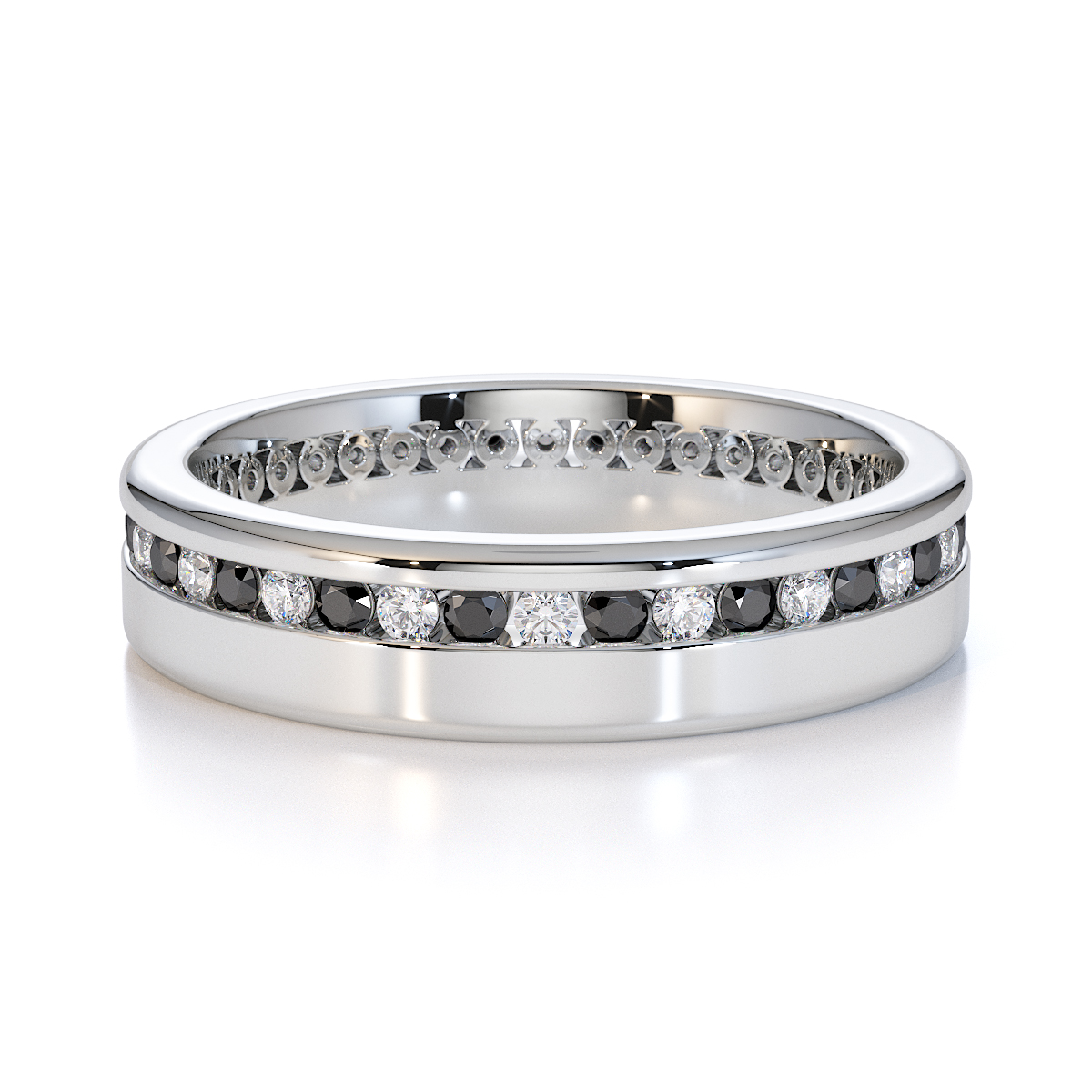 Gold / Platinum Black Diamond with Diamond Full Eternity Ring RZ1514