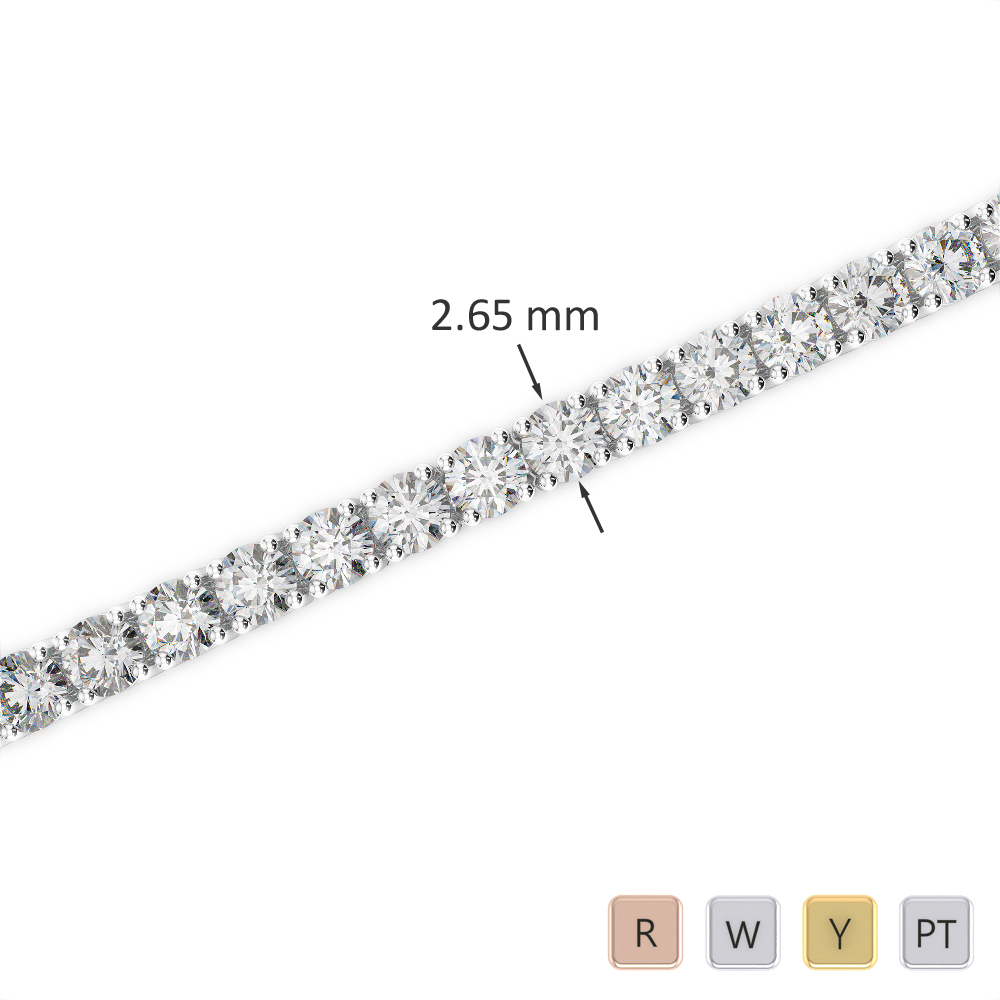 Gold / Platinum Round Cut Diamond Bracelet AGBRL-1007