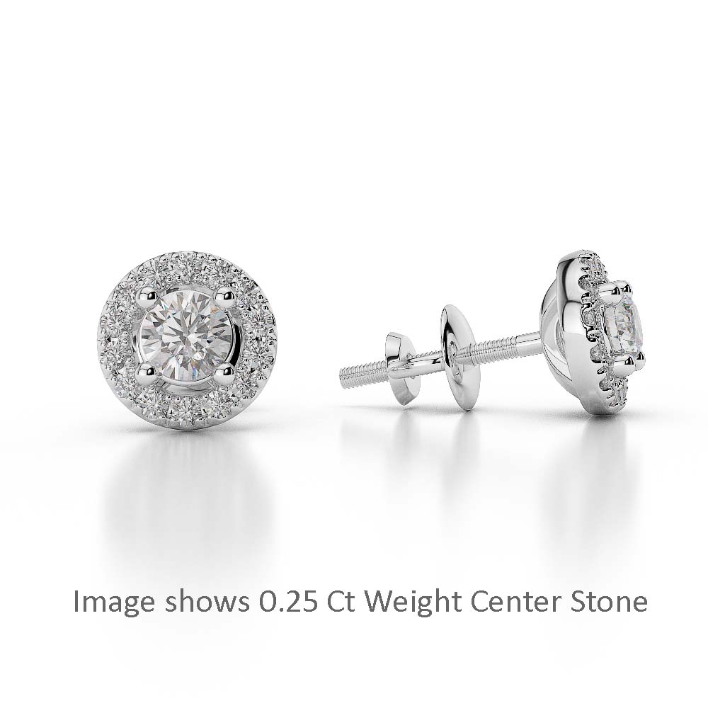 Gold / Platinum Diamond Halo Earrings AGDER-0255