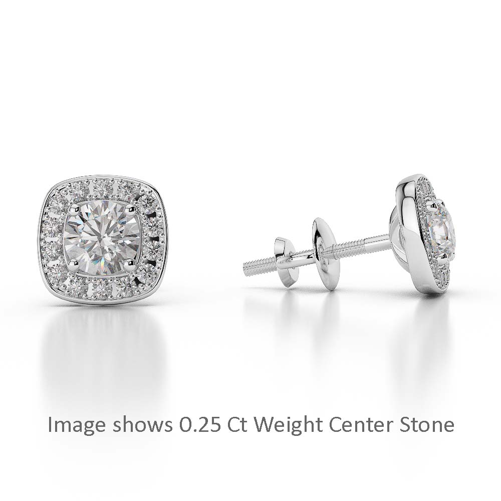 Gold / Platinum Diamond Halo Earrings AGER-1011