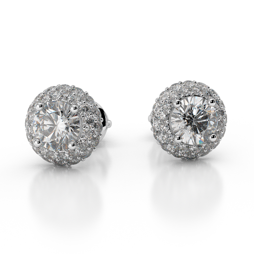 Gold / Platinum Diamond Halo Earrings AGER-1012