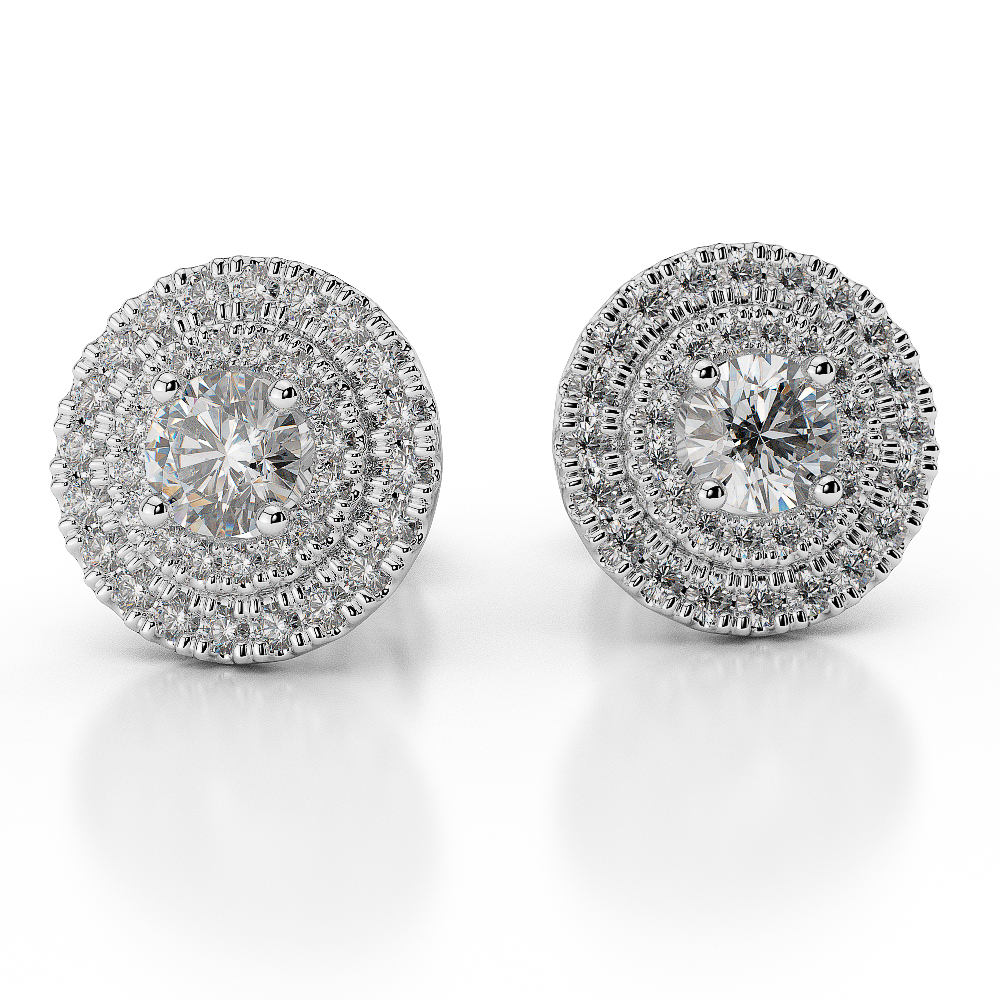 Gold / Platinum Diamond Halo Earrings AGER-1013
