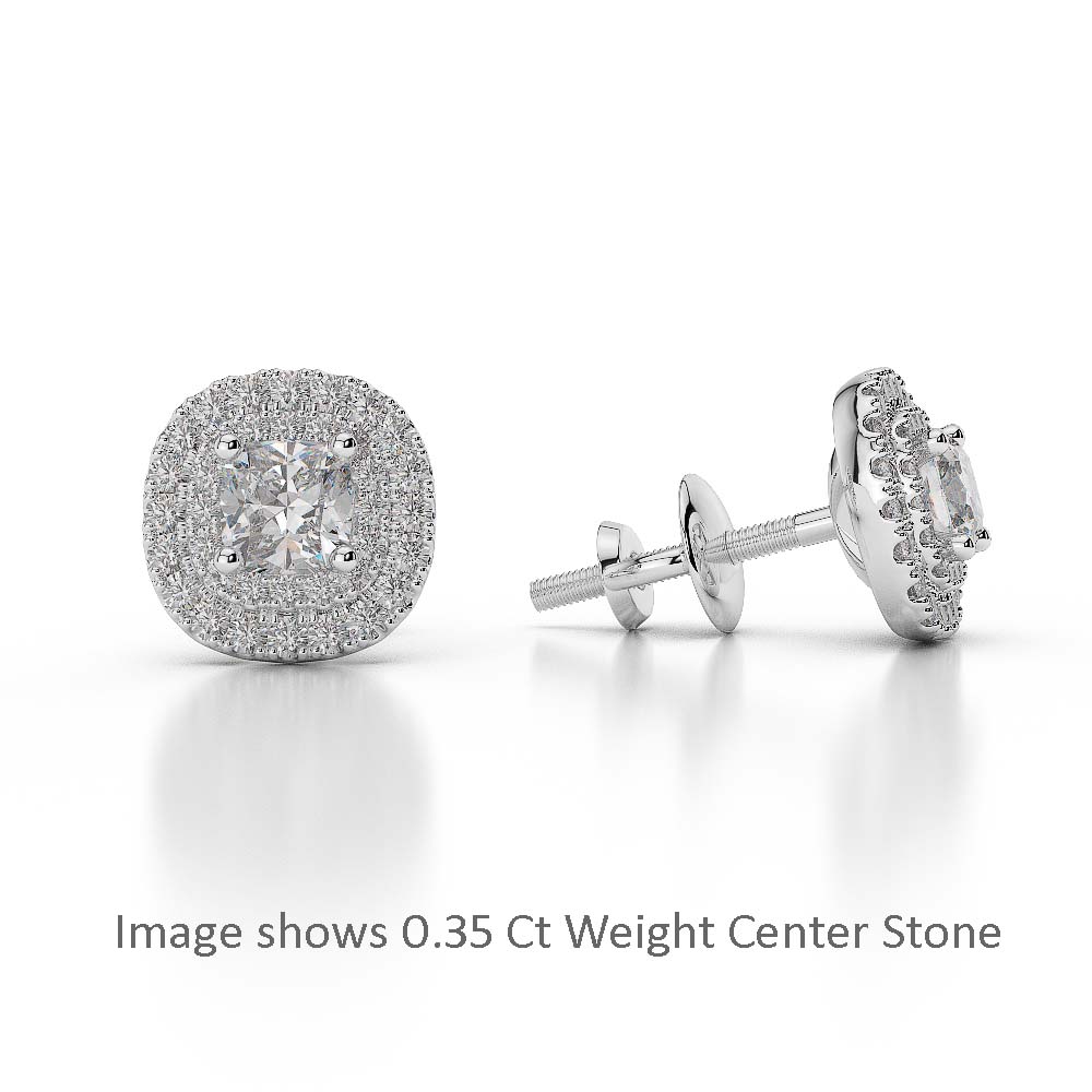 Gold / Platinum Diamond Halo Earrings AGER-1014