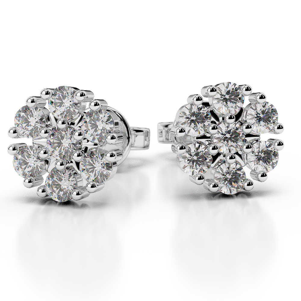 Gold / platinum diamond cluster earring ager-1016 - AG & Sons (UK) LTD