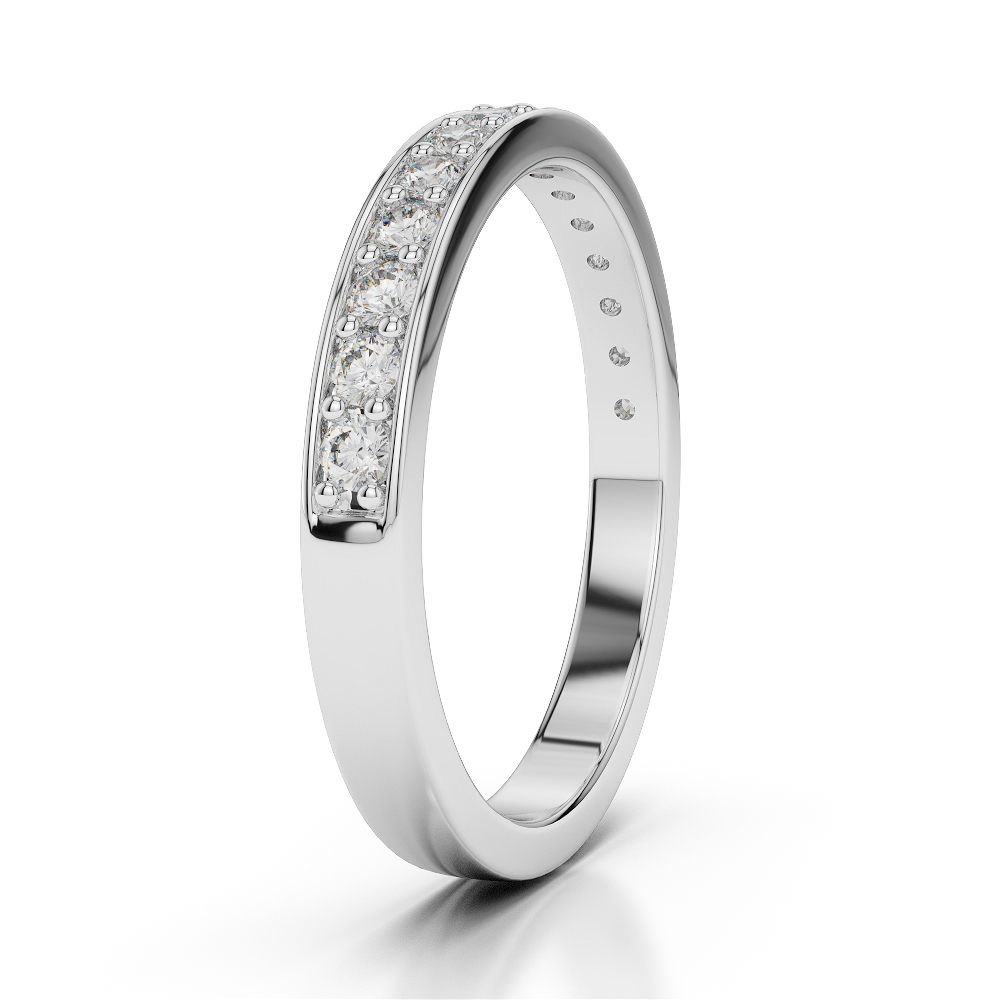 2.5 MM 18 Kt White Gold Round Cut Diamond Half Eternity Ring AGDR-1083